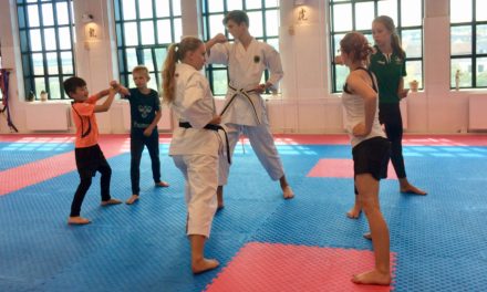 Skoleelever sveder og får nye venner på karatesommerskole
