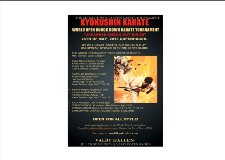 World Open Knock Down Karate Tournament 25th of may 2013, Copenhagen